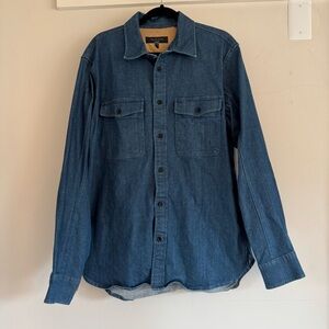 rag & bone Engineered Denim Shirt Jacket Blue Stretch Overshirt